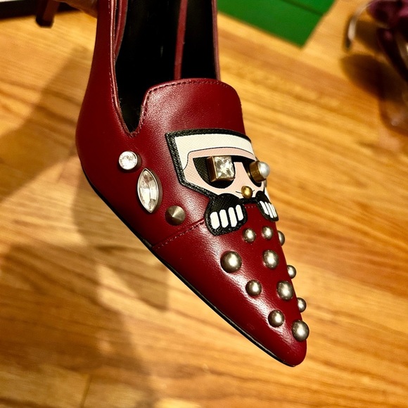 Karl Lagerfeld Burgundy Studded Heels | NWT | size 9.5 - Picture 8 of 11